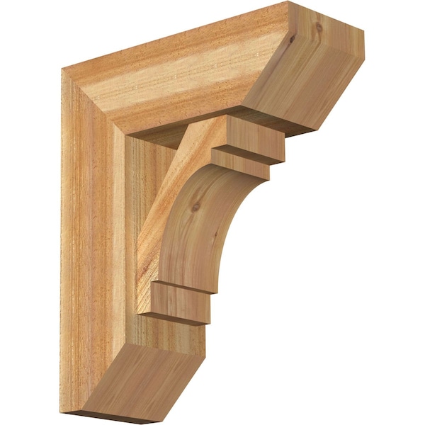 Ekena Millwork Merced Slat Rough Sawn Bracket w/ Offset Brace, Western Red Cedar, 8"W x 20"D x 24"H BKT0806X20X24MRC06RWR - main